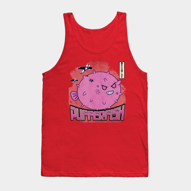 Giant Pufferfish Megamine, Epic Funny Monster Attack Tank Top by vystudio